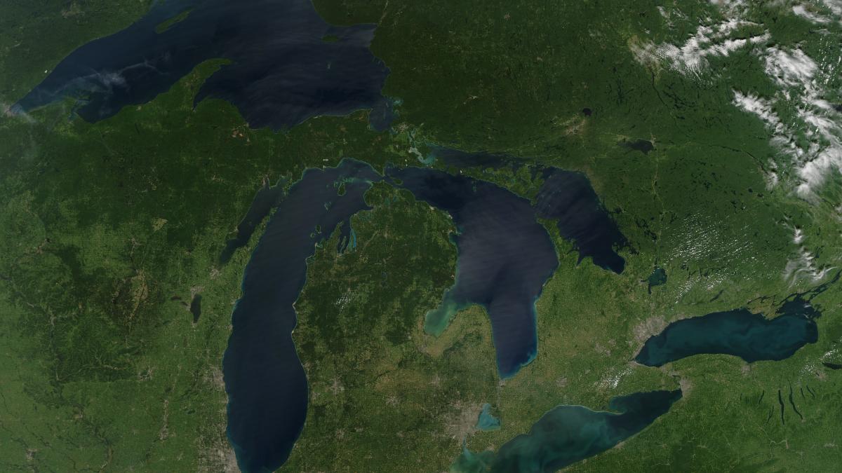 Satellite Photo of the Great Lake, Centered on Michigan