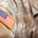 Flag patch on American soldiers uniform